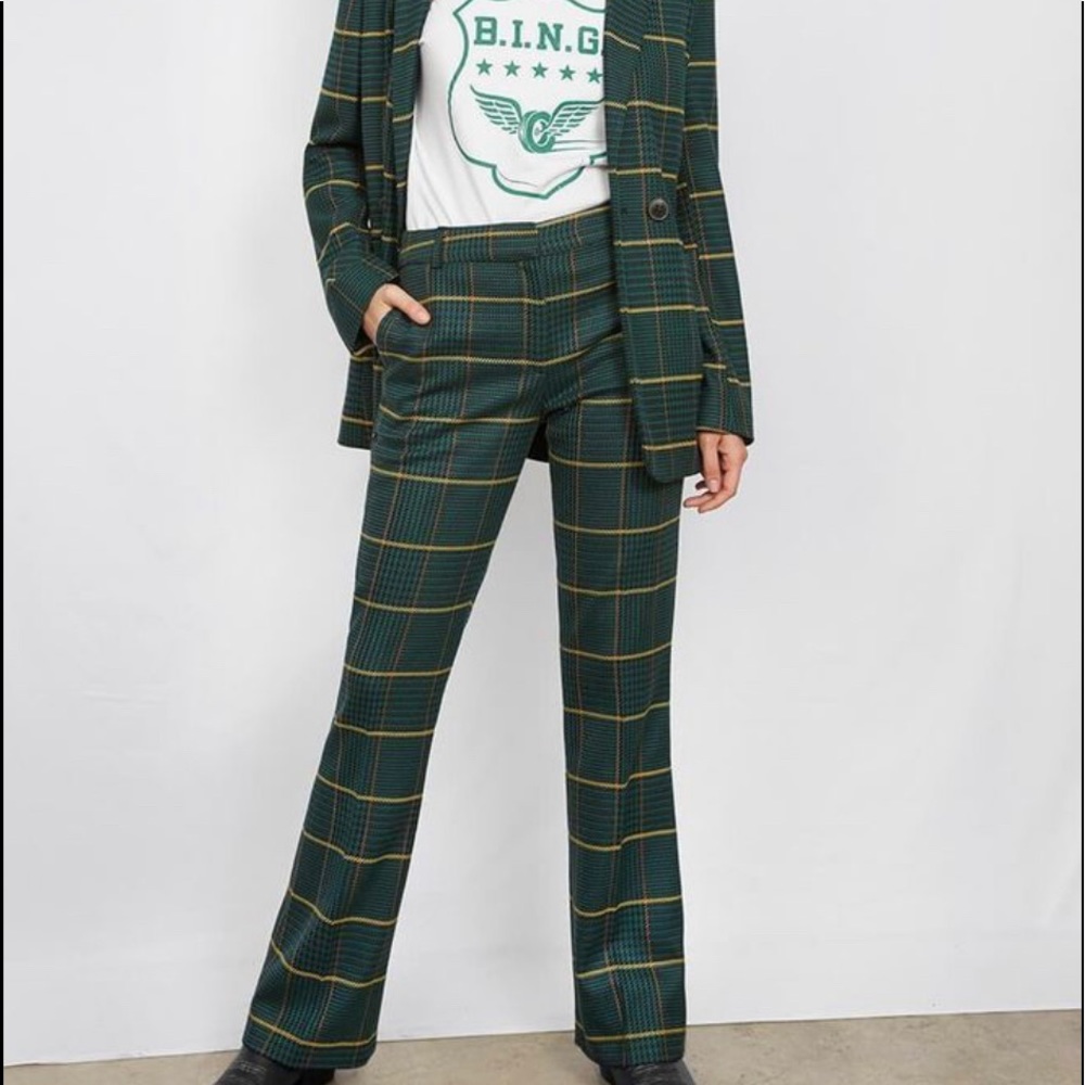 Annie Bing Cindy pants in green plaid - size small